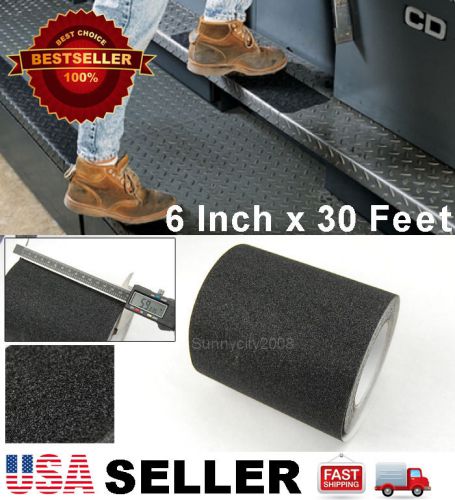 6&#034; x 30&#039; Black Anti Skid Non-Slip Black Mineral Abrasive Safety Step Tape &#034;USA&#034;
