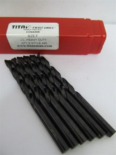 Titan Twist Drill CD44306, Size F, HSS, HD Jobber Length Drill Bits - 1 lot of 6