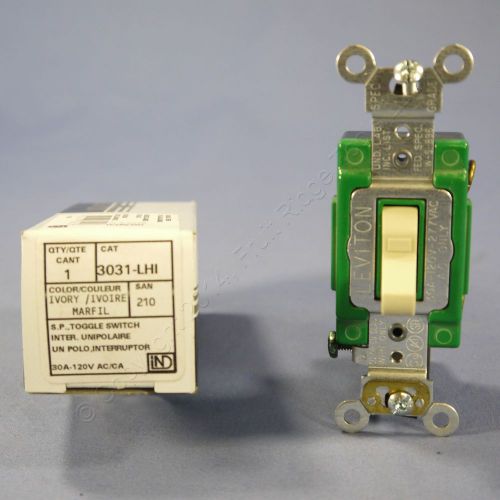 New leviton ivory toggle lighted wall switch illuminated 30a 120v 3031-lhi boxed for sale