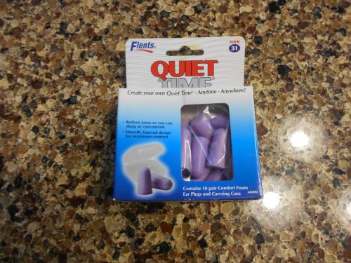 Flents Quiet Time Foam Ear Plugs 10 pair NRR 31 NEW! SAME DAY SHIPPING