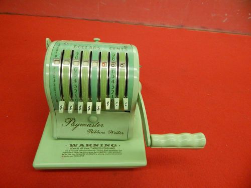 The Paymaster Ribbon Writer Series 8000 Green W/ Original Dust Cover W/ Key