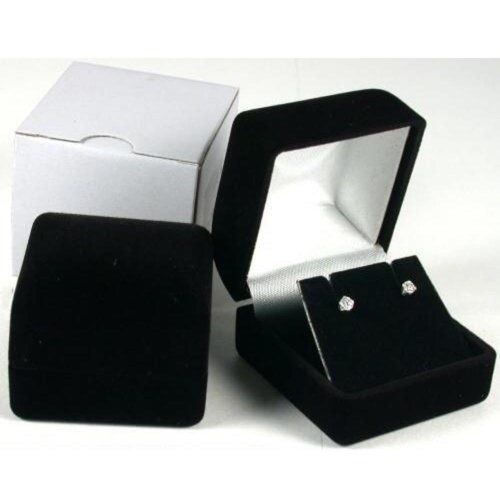 FindingKing 1 X Earring Gift Box Black Velvet Flocked Jewelry Display