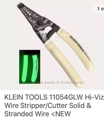 KLEIN TOOLS 11054GLW Hi-Viz Wire Stripper/Cutter Solid &amp; Stranded Wire &lt;NEW