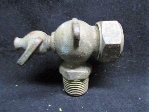 Antique brass hit miss tractor steam water petcock valve 3/4&#034; x 1&#034; flange mount for sale