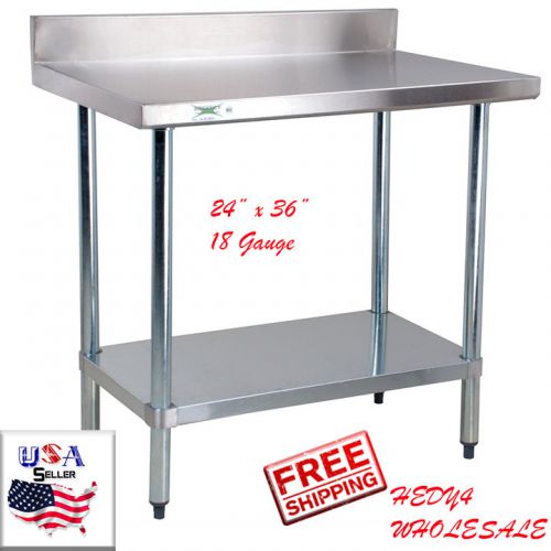 Regency 24&#034; x 36&#034; Stainless Steel Commercial Work Prep Table with 4&#034; Backsplash