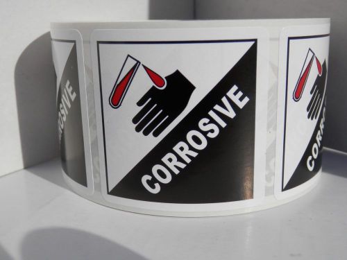 CORROSIVE  2X2   Warning Stickers Labels 250/rl