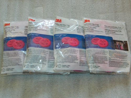 (4) NEW TWIN PACK 3M PARTICULATE FILTERS 2097/07184 P100 RESPIRATORY PROTECTION