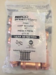 10 New Nibco PC601 3/4&#034; Coupling Press System Press x Press Leak Detection