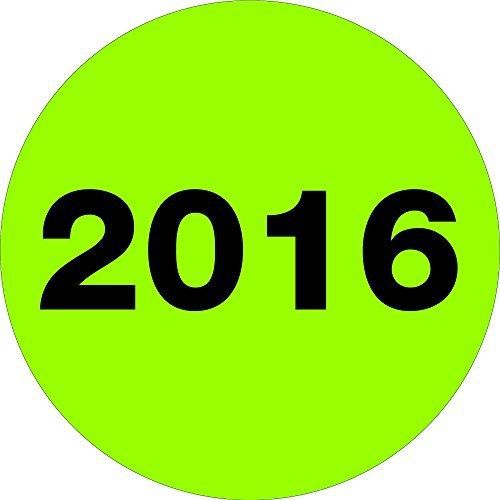 Partners brand pdl6811 year labels, &#034;2016&#034;, 3&#034; circle, fluorescent green (pack for sale