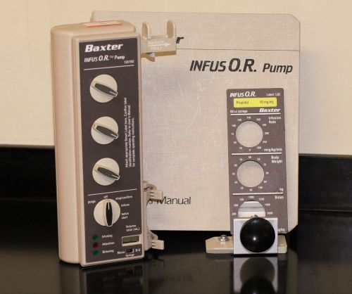 Baxter Infus-OR Syringe Pump with Propofol Smart Label and Pole Clamp