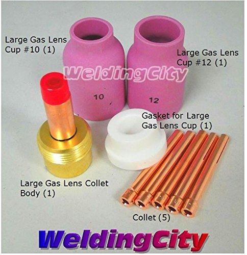 WeldingCity Large Gas Lens Accessory Kit 1/8&#034; Cup-Collet-Large Gas Lens-Gasket
