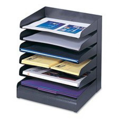 Safco Products 3128BL Steel Desk Organizer Tray Sorter with 6 Shelves, Black