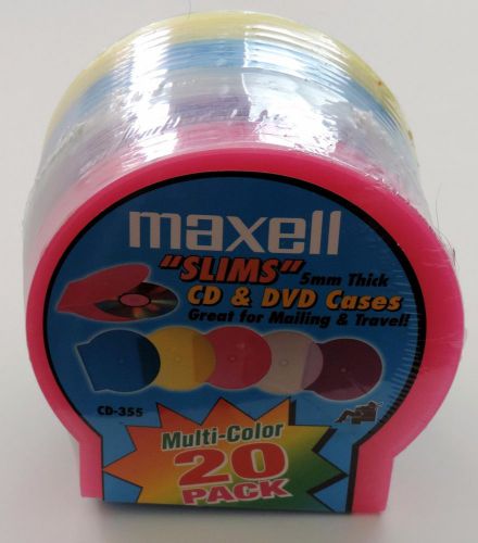 Maxell CD-355 Jewel Plastic Cases - Various Colors, 20-Pack