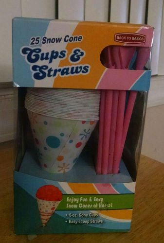 Snow cone cups and spoon straws 25-pack for sale