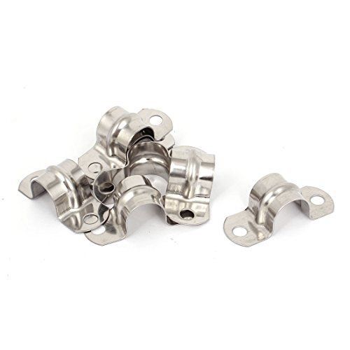 uxcell 16mm Arch 304 Stainless Steel Pipe Strap Clip Fastener Holder 8Pcs