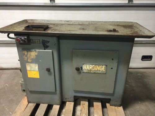 Hardinge vintage metal lathe base cabinet with chip pan shelves doors motor base for sale