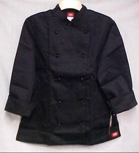 Dickies cw070308ca medium black double breasted stud buttons chef jacket new for sale