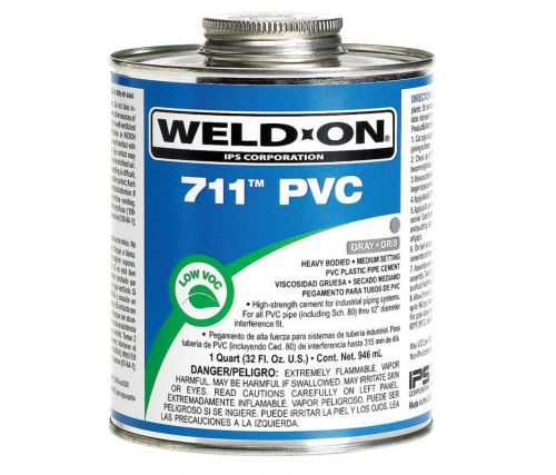 13974 Pipe Cement, Gray, 32 Oz, PVC, WELD-ON # 711 FREE SHIP, Dented, NEW, !xx!