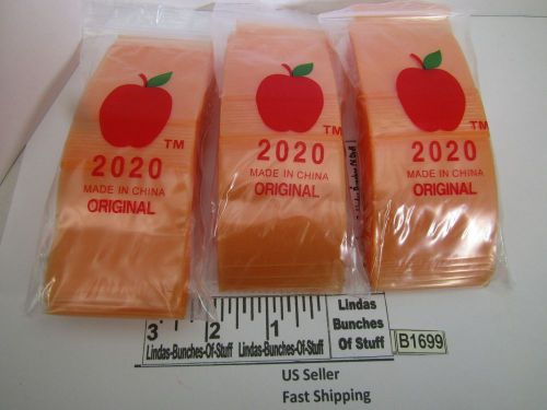 3 BAGS OF 100 2M 2&#034;x2&#034; PLASTIC ZIP SEAL ALL 3 ORANGE NEW B1699