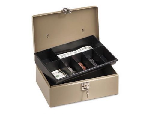 Portable cash box, 7 compartment bills notes coins organizer tray, key lock safe for sale