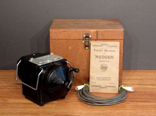 Vintage James G. Biddle Megger MEG Type Insulation Tester Ohmmeter With Extras