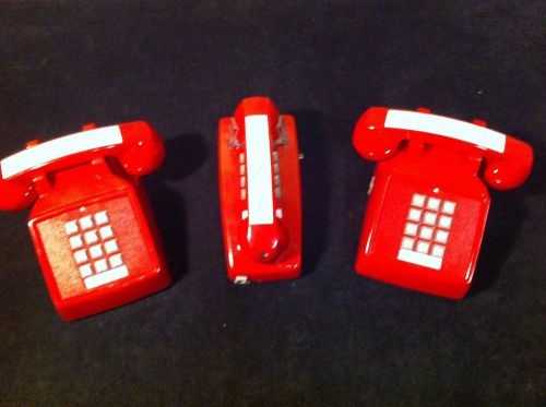 RED qty 3 Cortelco Single Line Telephone HOTLINE volume control , RED, USA