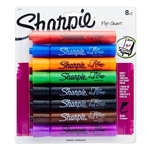 Sharpie flip chart markers, bullet tip, assorted colors, 8-count for sale