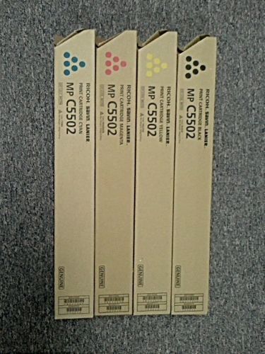 Complete Set of 4- Genuine Ricoh Savin Lanier Print Cartridges MP C5502