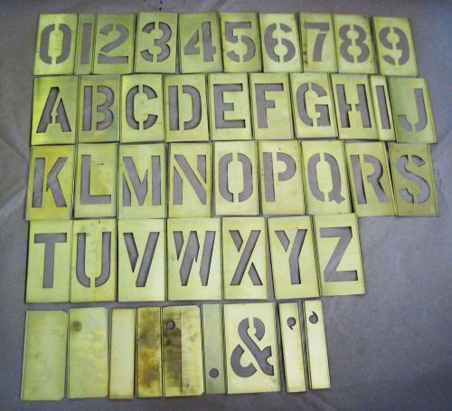 Vtg. C H Hanson Brass Lock edge Stencil Set Complete Letters Numbers punctuation