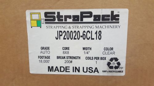 StraPack Clear 1/4&#034; Auto Grade 200# Strapping Model No JP20020-6CL18 18,000&#039; NIB