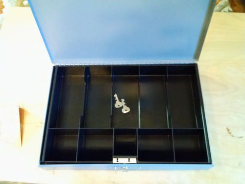 Sparco Cash Box, With 2 Keys, 10 Compartments, 15-3/8 X 10-1/2 X 2-1/4 Inches,