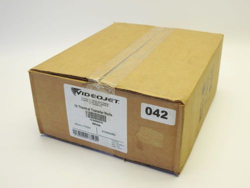 (Box of 10) VideoJet 15-S55WQ10 Thermal Transfer Rolls White 55mm x 750m NEW