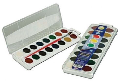 Watercolours, w/ brush,washable,nontoxic,16/st,assorted. 16 ea/st.. best price for sale