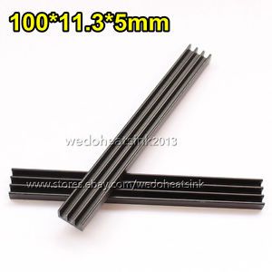 5pcs 100x11.3x5mm DIY Raidiator Aluminum Black Anodized Heatsink Cooler For LEDs