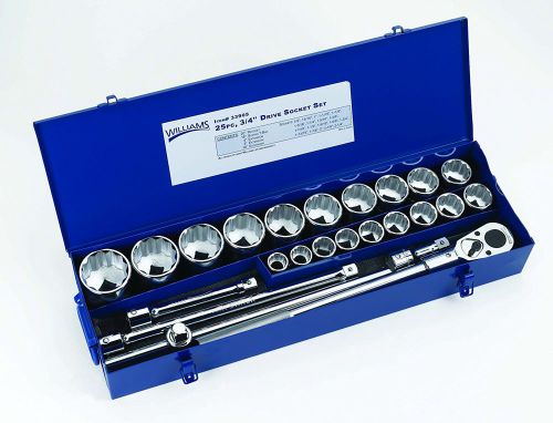 Williams 33905 25 pieces 3/4&#034; drive socket set in metal box sae for sale