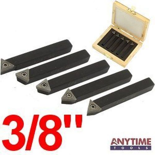 Anytime tools 5 piece 3/8&#034; mini lathe indexable carbide insert tool bit set for sale