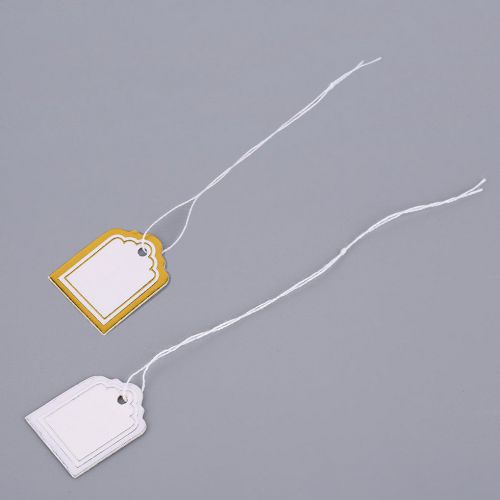 Square Shape 100 Pcs Price Tags With String Silver/Golden Store Accessories BE
