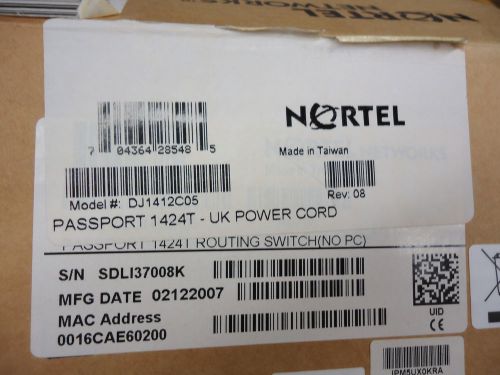 DJ1412C05 NORTEL NETWORKS PASSPORT 1424T-UK POWER CORD BRAND NEW!
