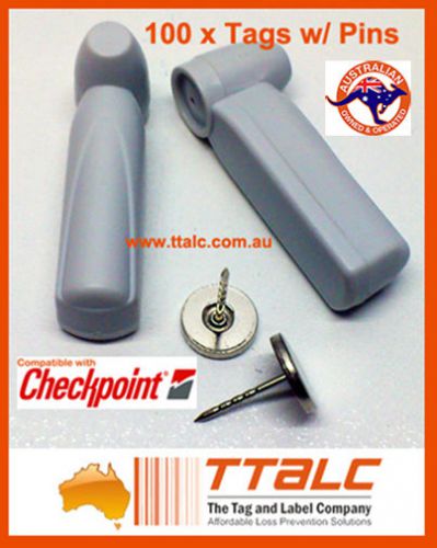 100 x 8.2MHz RF EAS Hard Tags &amp; Pins for Checkpoint Anti Shop Theft Systems