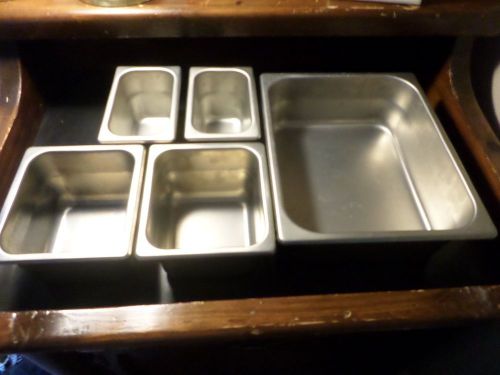 Seco-ware stainless 18-8 food bins set of 5 buffet warmer bins for sale