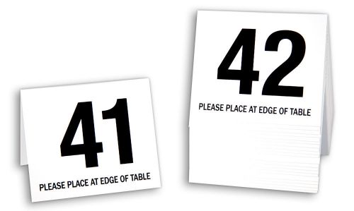 Plastic Table Numbers 41-60, Tent Style, White w/Black number, Free shipping