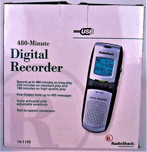 Radio shack Desktop Digital Voice Recorder 480 Minute  with USB port Windows EUC