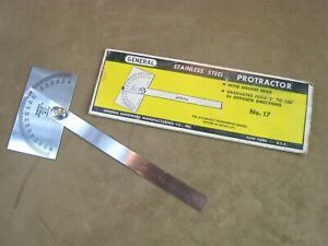 VINTAGE! GENERAL HARDWARE CO. NO.17 PROTRACTOR STAINLESS STEEL SQUARE HEAD  USA