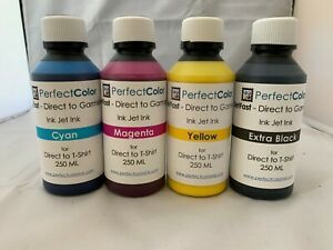 DTG Ink Set CMYK  - Perfect Color Direct to Garment 250 ml Bottles (4 Bottles)