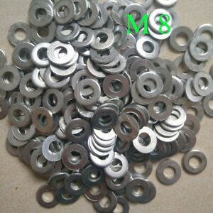 100 Pcs M8 Durable Practical Hardware Part Flat Washers for Load Distribution