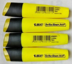 4 BIC Brite liner. text Yellow Highlighters