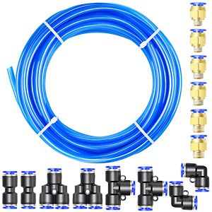 Pneumatic Blue 6mm OD 4mm ID Polyurethane PU Air Hose Pipe Tube Kit 10 Meter