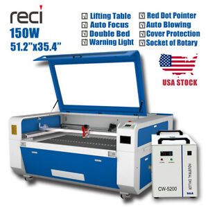 US Stock 150w RECI CO2 Laser Cutter 51.2&#039;&#039;x35.4&#039;&#039; Lifting Workbench Auto Focus