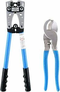 Wire Terminal Crimping Tool AWG 8-1/0 Cable Lug Crimper Cu/Al Electrician Plier
