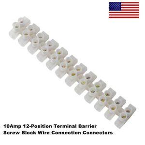 10PCS 10Amp 12-Position Dual Row Barrier Screw Terminal Block Wire Connectors